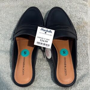 Lucky Brand Black Leather Mule Loafers